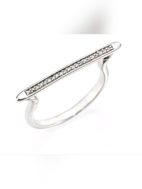 Monica Vinader - Sterling Silver & Diamond - Skinny Stacking Ring